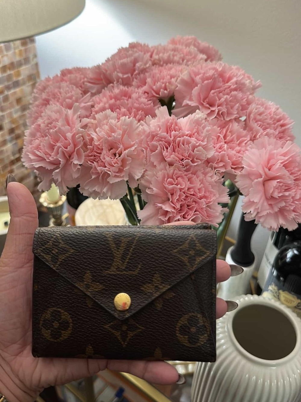 Louis Vuitton Monogram Canvas Envelope Card Holder - Brown with Gold Snap